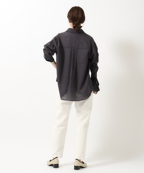 SHOO・LA・RUE（シューラルー）の「◆【UVカット/抗菌防臭/吸水速乾】ゆる さら ふわり フレンチリネンブレンド 前あきシャツ（シャツ/ブラウス・レディース・ホワイト/ライトイエロー系/パープル/ブルー系その他4/チャコールグレー/グリーン系その他4・02/03/04）」の22枚目の写真