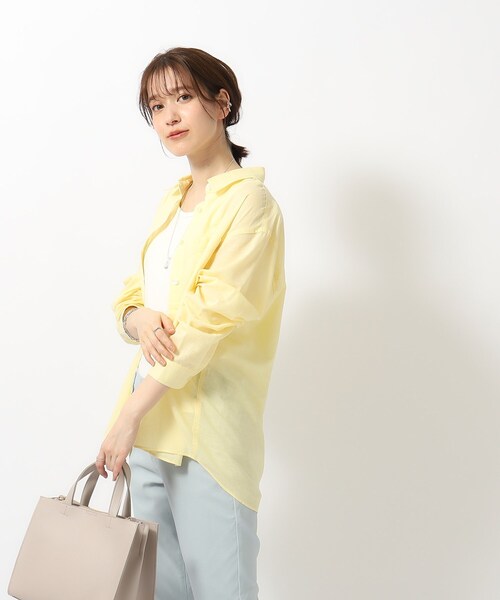 SHOO・LA・RUE（シューラルー）の「◆【UVカット/抗菌防臭/吸水速乾】ゆる さら ふわり フレンチリネンブレンド 前あきシャツ（シャツ/ブラウス・レディース・ホワイト/ライトイエロー系/パープル/ブルー系その他4/チャコールグレー/グリーン系その他4・02/03/04）」の13枚目の写真