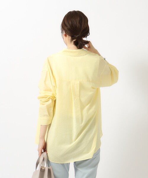 SHOO・LA・RUE（シューラルー）の「◆【UVカット/抗菌防臭/吸水速乾】ゆる さら ふわり フレンチリネンブレンド 前あきシャツ（シャツ/ブラウス・レディース・ホワイト/ライトイエロー系/パープル/ブルー系その他4/チャコールグレー/グリーン系その他4・02/03/04）」の14枚目の写真