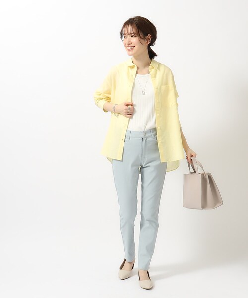 SHOO・LA・RUE（シューラルー）の「◆【UVカット/抗菌防臭/吸水速乾】ゆる さら ふわり フレンチリネンブレンド 前あきシャツ（シャツ/ブラウス・レディース・ホワイト/ライトイエロー系/パープル/ブルー系その他4/チャコールグレー/グリーン系その他4・02/03/04）」の15枚目の写真