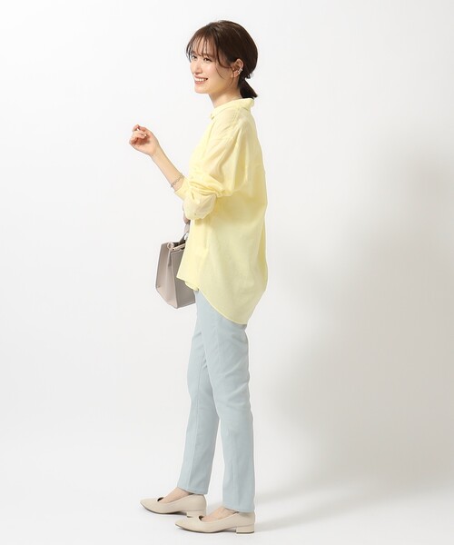SHOO・LA・RUE（シューラルー）の「◆【UVカット/抗菌防臭/吸水速乾】ゆる さら ふわり フレンチリネンブレンド 前あきシャツ（シャツ/ブラウス・レディース・ホワイト/ライトイエロー系/パープル/ブルー系その他4/チャコールグレー/グリーン系その他4・02/03/04）」の16枚目の写真