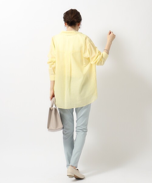 SHOO・LA・RUE（シューラルー）の「◆【UVカット/抗菌防臭/吸水速乾】ゆる さら ふわり フレンチリネンブレンド 前あきシャツ（シャツ/ブラウス・レディース・ホワイト/ライトイエロー系/パープル/ブルー系その他4/チャコールグレー/グリーン系その他4・02/03/04）」の7枚目の写真