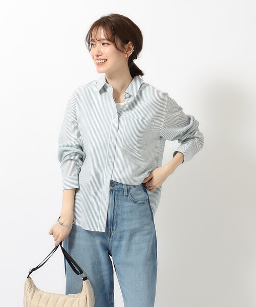 SHOO・LA・RUE（シューラルー）の「◆【UVカット/抗菌防臭/吸水速乾】ゆる さら ふわり フレンチリネンブレンド 前あきシャツ（シャツ/ブラウス・レディース・ホワイト/ライトイエロー系/パープル/ブルー系その他4/チャコールグレー/グリーン系その他4・02/03/04）」の10枚目の写真