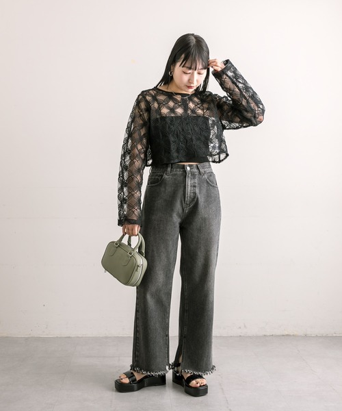 mline（エムライン）の「[mline]レースシアーブラウス（シャツ/ブラウス・レディース・アイボリー/ブラック/グリーン/ピンク・FREE）」の9枚目の写真