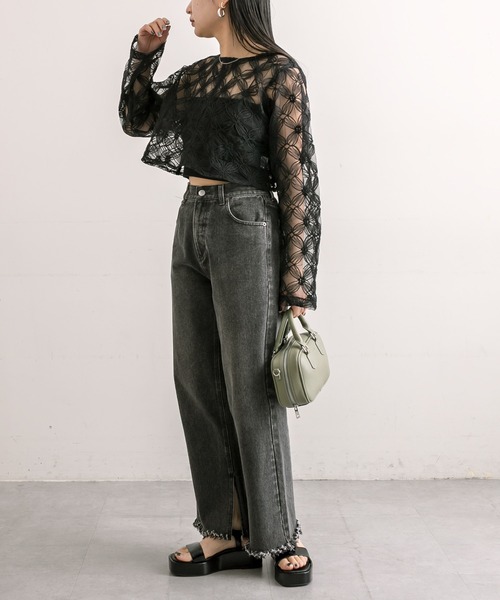 mline（エムライン）の「[mline]レースシアーブラウス（シャツ/ブラウス・レディース・アイボリー/ブラック/グリーン/ピンク・FREE）」の7枚目の写真