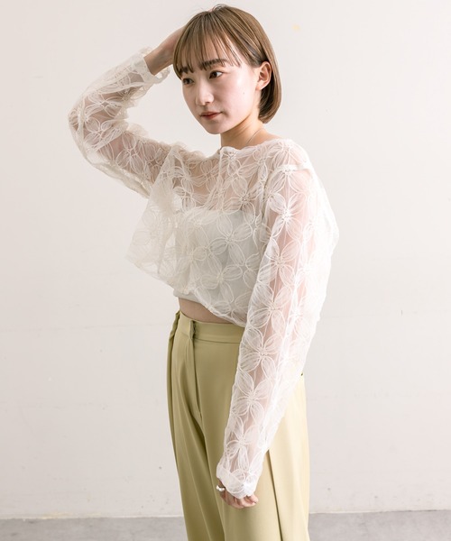 mline（エムライン）の「[mline]レースシアーブラウス（シャツ/ブラウス・レディース・アイボリー/ブラック/グリーン/ピンク・FREE）」の11枚目の写真