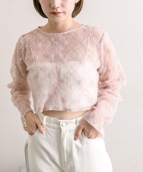 mline（エムライン）の「[mline]レースシアーブラウス（シャツ/ブラウス・レディース・アイボリー/ブラック/グリーン/ピンク・FREE）」の15枚目の写真
