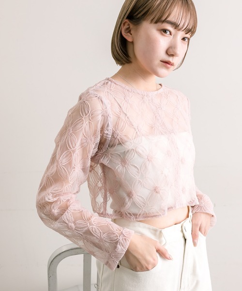 mline（エムライン）の「[mline]レースシアーブラウス（シャツ/ブラウス・レディース・アイボリー/ブラック/グリーン/ピンク・FREE）」の16枚目の写真