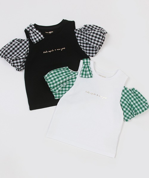kate spade NEW YORK - ケイトスペード新品新作タグ付きガールズ ギンガムスリーブTシャツ160 kate spade new york kids（ケイトスペードニューヨーク）の