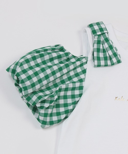 kate spade NEW YORK - ケイトスペード新品新作タグ付きガールズ ギンガムスリーブTシャツ160 kate spade new york kids（ケイトスペードニューヨーク）の