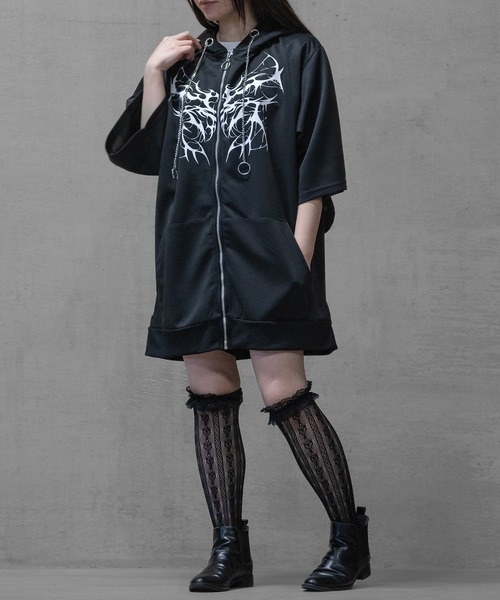 JOHN'S CLOSET(ジョンズクローゼット)の「【13】トライバルプリント うさ耳フルジップパーカー(パーカー・メンズ・ブラック/サックスブルー/ホワイト・MEDIUM/LARGE)」の12枚目の写真