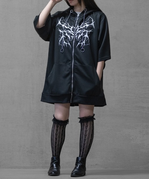 JOHN'S CLOSET(ジョンズクローゼット)の「【13】トライバルプリント うさ耳フルジップパーカー(パーカー・メンズ・ブラック/サックスブルー/ホワイト・MEDIUM/LARGE)」の13枚目の写真