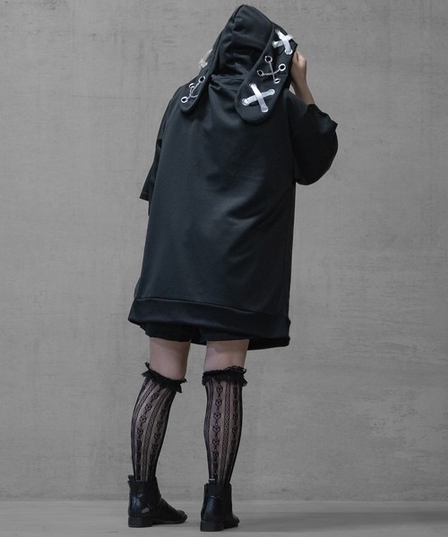 JOHN'S CLOSET(ジョンズクローゼット)の「【13】トライバルプリント うさ耳フルジップパーカー(パーカー・メンズ・ブラック/サックスブルー/ホワイト・MEDIUM/LARGE)」の15枚目の写真