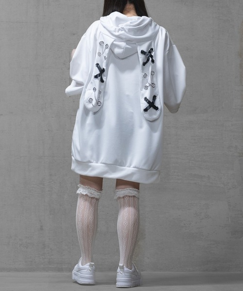 JOHN'S CLOSET(ジョンズクローゼット)の「【13】トライバルプリント うさ耳フルジップパーカー(パーカー・メンズ・ブラック/サックスブルー/ホワイト・MEDIUM/LARGE)」の6枚目の写真