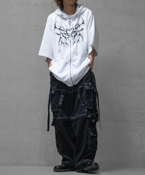 JOHN'S CLOSET(ジョンズクローゼット)の「【13】トライバルプリント うさ耳フルジップパーカー(パーカー・メンズ・ブラック/サックスブルー/ホワイト・MEDIUM/LARGE)」の8枚目の写真