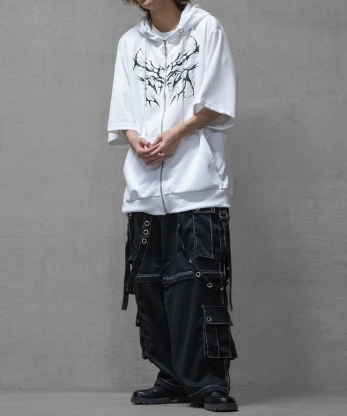 JOHN'S CLOSET(ジョンズクローゼット)の「【13】トライバルプリント うさ耳フルジップパーカー(パーカー・メンズ・ブラック/サックスブルー/ホワイト・MEDIUM/LARGE)」の9枚目の写真