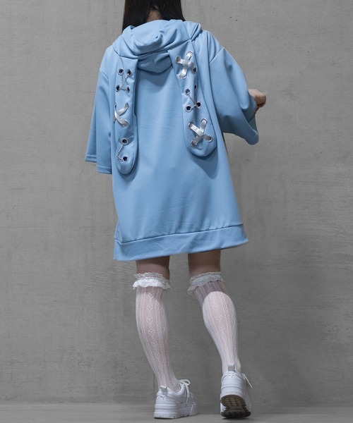 JOHN'S CLOSET(ジョンズクローゼット)の「【13】トライバルプリント うさ耳フルジップパーカー(パーカー・メンズ・ブラック/サックスブルー/ホワイト・MEDIUM/LARGE)」の19枚目の写真