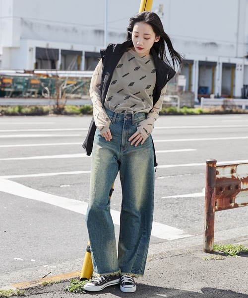 UMBRO(アンブロ)の「∴WEGO/別注UMBROロゴシアーロンT(Tシャツ/カットソー・レディース・ベージュ/ブラック・FREE)」の20枚目の写真