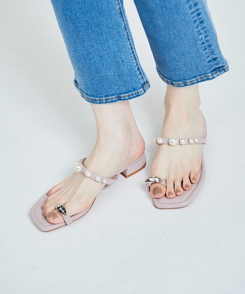 31 Sons de mode(トランテアン ソン ドゥ モード)の「パールトングサンダル(パンプス・レディース・ピンク/ブラック/クリーム・S/M/L)」の17枚目の写真