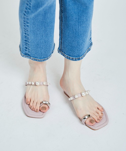 31 Sons de mode(トランテアン ソン ドゥ モード)の「パールトングサンダル(パンプス・レディース・ピンク/ブラック/クリーム・S/M/L)」の18枚目の写真