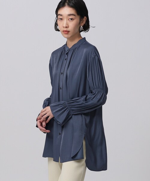 GALLEST（ギャレスト）の「◆シャーリングスリーブブラウス（シャツ/ブラウス・レディース・ホワイト/ネイビー/イエロー・38）」の3枚目の写真