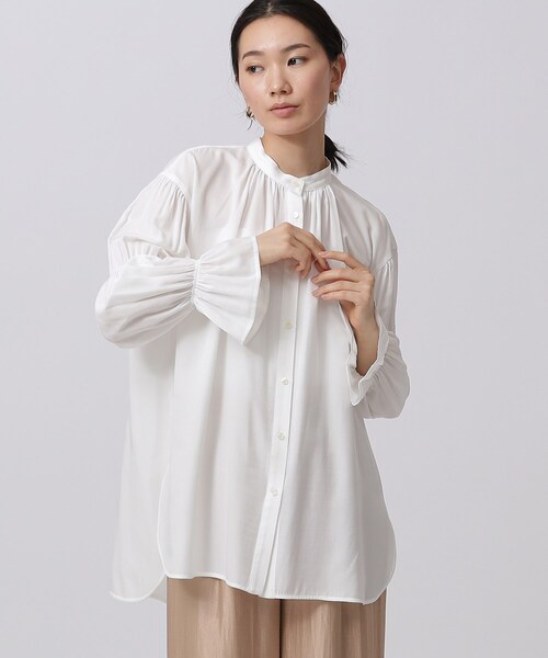 GALLEST（ギャレスト）の「◆シャーリングスリーブブラウス（シャツ/ブラウス・レディース・ホワイト/ネイビー/イエロー・38）」の2枚目の写真