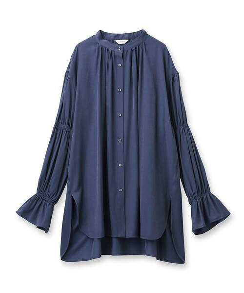 GALLEST（ギャレスト）の「◆シャーリングスリーブブラウス（シャツ/ブラウス・レディース・ホワイト/ネイビー/イエロー・38）」の4枚目の写真