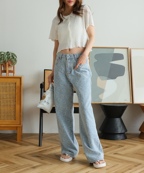 LAFFMO（ラフモ）の「ハート刺繍デニムパンツ（デニムパンツ・レディース・ライトブルー・S/M/L）」の17枚目の写真