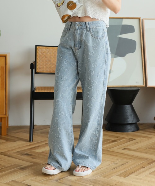 LAFFMO（ラフモ）の「ハート刺繍デニムパンツ（デニムパンツ・レディース・ライトブルー・S/M/L）」の18枚目の写真