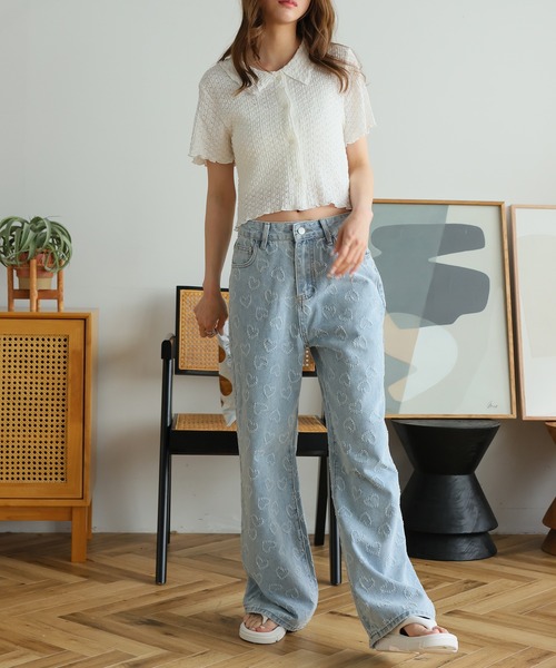 LAFFMO（ラフモ）の「ハート刺繍デニムパンツ（デニムパンツ・レディース・ライトブルー・S/M/L）」の19枚目の写真