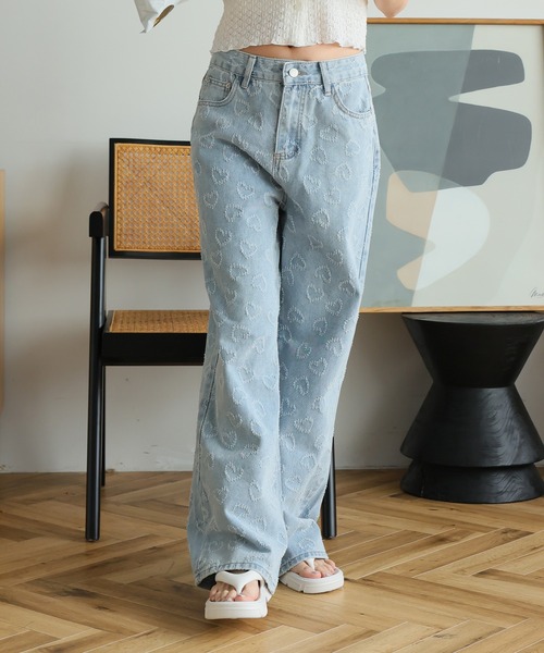 LAFFMO（ラフモ）の「ハート刺繍デニムパンツ（デニムパンツ・レディース・ライトブルー・S/M/L）」の20枚目の写真