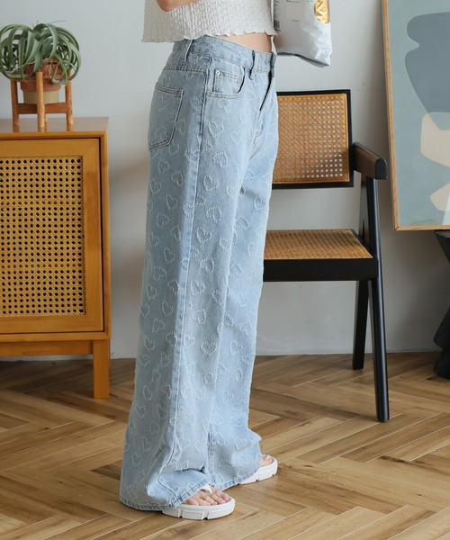 セール】ハート刺繍デニムパンツ（デニムパンツ）｜LAFFMO