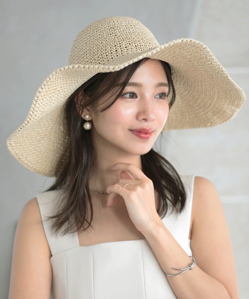 Little＆More（リトルアンドモア）の「麦わら帽子 つば広 ワイヤー入り（ハット・レディース・ベージュ/カーキ/ブラック・FREE）」の7枚目の写真