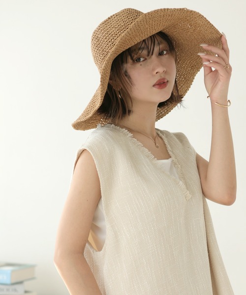 Little＆More（リトルアンドモア）の「麦わら帽子 つば広 ワイヤー入り（ハット・レディース・ベージュ/カーキ/ブラック・FREE）」の8枚目の写真