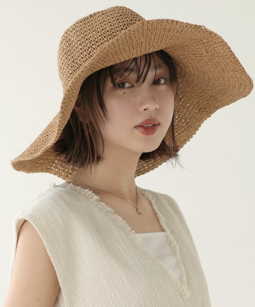 Little＆More（リトルアンドモア）の「麦わら帽子 つば広 ワイヤー入り（ハット・レディース・ベージュ/カーキ/ブラック・FREE）」の9枚目の写真
