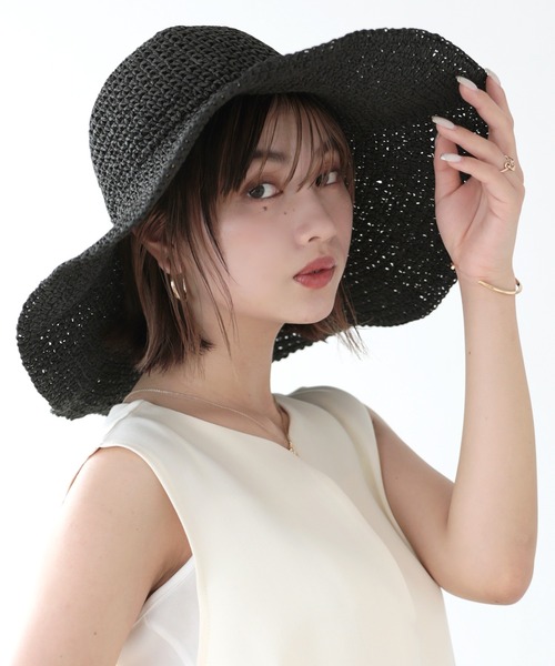 Little＆More（リトルアンドモア）の「麦わら帽子 つば広 ワイヤー入り（ハット・レディース・ベージュ/カーキ/ブラック・FREE）」の12枚目の写真