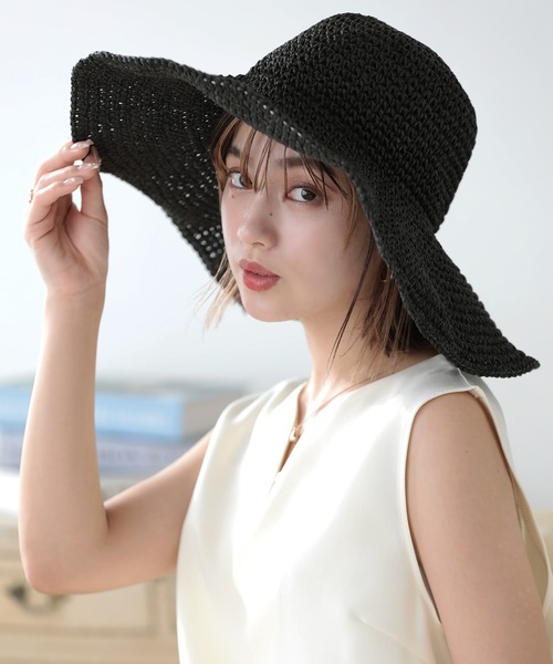 Little＆More（リトルアンドモア）の「麦わら帽子 つば広 ワイヤー入り（ハット・レディース・ベージュ/カーキ/ブラック・FREE）」の15枚目の写真