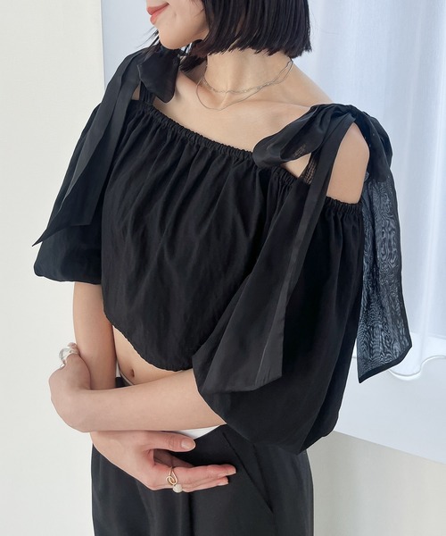 Heather（ヘザー）の「リボンバルーンブラウス（半袖）　118694（シャツ/ブラウス・レディース・グレー/ブラック/ホワイト・FREE）」の19枚目の写真