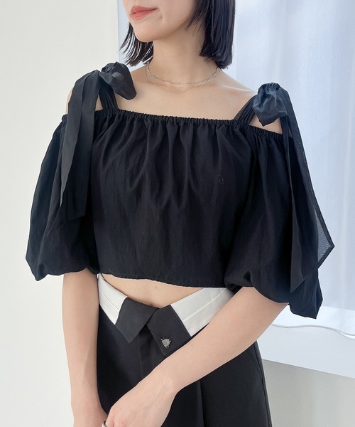 Heather（ヘザー）の「リボンバルーンブラウス（半袖）　118694（シャツ/ブラウス・レディース・グレー/ブラック/ホワイト・FREE）」の20枚目の写真