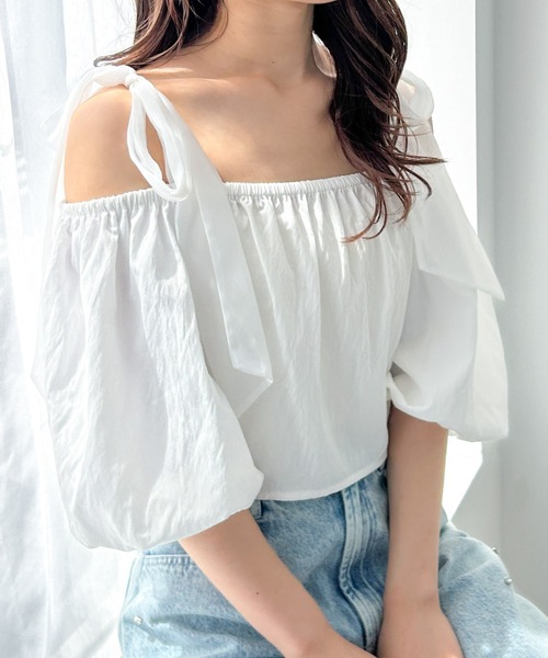 Heather（ヘザー）の「リボンバルーンブラウス（半袖）　118694（シャツ/ブラウス・レディース・グレー/ブラック/ホワイト・FREE）」の15枚目の写真