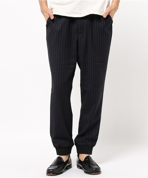 koe（コエ）の「ストライプ裾リブクロップドパンツ（その他パンツ・メンズ・グレー/ネイビー・SMALL/LARGE/MEDIUM/LL）」の2枚目の写真