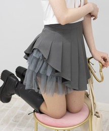 pumpkin port | サイドチュールフリル インパン付 プリーツミニスカート(スカート)
