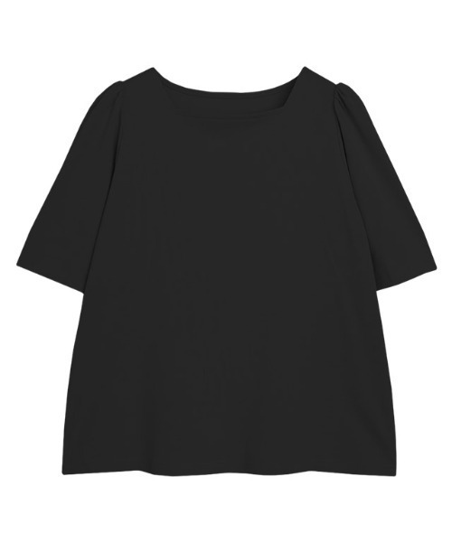 Pierrot(ピエロ)の「接触冷感スクエアネックパフスリーブTシャツ(Tシャツ/カットソー・レディース・ネイビー/オフホワイト/ライトブルー/ブラック・L/M)」の8枚目の写真