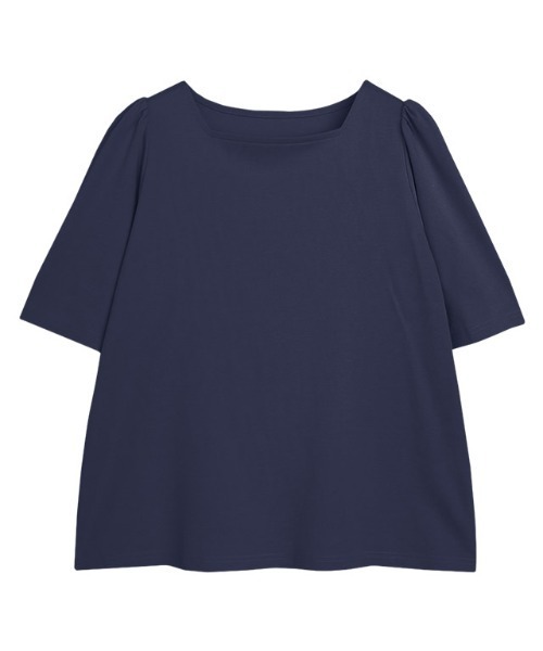 Pierrot(ピエロ)の「接触冷感スクエアネックパフスリーブTシャツ(Tシャツ/カットソー・レディース・ネイビー/オフホワイト/ライトブルー/ブラック・L/M)」の18枚目の写真