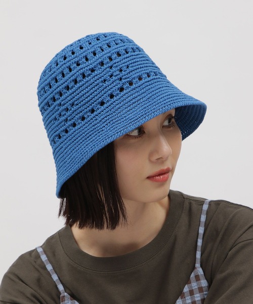 LAKOLE(ラコレ)の「透かし編みニットベルハット / 112037(ハット・レディース・ブラウン/ブラック/オフホワイト/ブルー・FREE)」の4枚目の写真