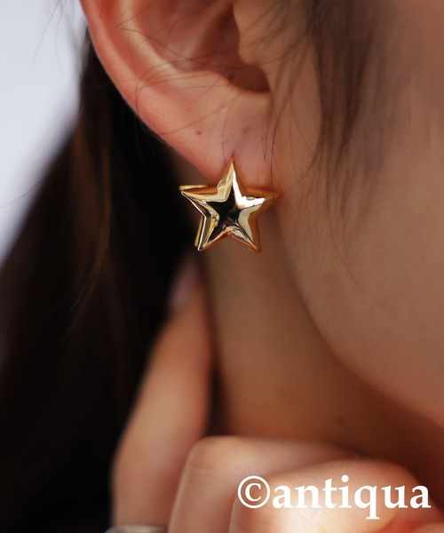 antiqua(アンティカ)の「スターデザインピアス(ピアス(両耳用)・レディース・ゴールド/シルバー・FREE)」の2枚目の写真