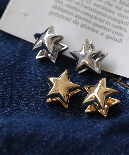 antiqua(アンティカ)の「スターデザインピアス(ピアス(両耳用)・レディース・ゴールド/シルバー・FREE)」の3枚目の写真