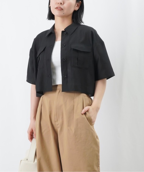 LUCA/LADY LUCK LUCA(ルカ/レディラックルカ)の「LC/LLL シアーショートシャツブラウス(シャツ/ブラウス・レディース・カーキ/ブラック/キャメル・FREE)」の6枚目の写真