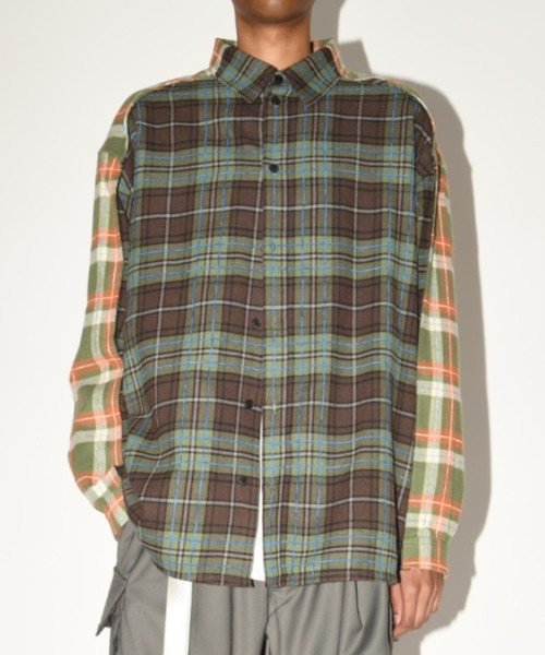 SUPERTHANKS(スーパーサンクス)の「チェック コンビネーション ネルシャツ/Outsider Shirt(ユニセックス)(シャツ/ブラウス・メンズ・ブラウン系その他/グレー系その他/ベージュ系その他・L/M/S)」の22枚目の写真