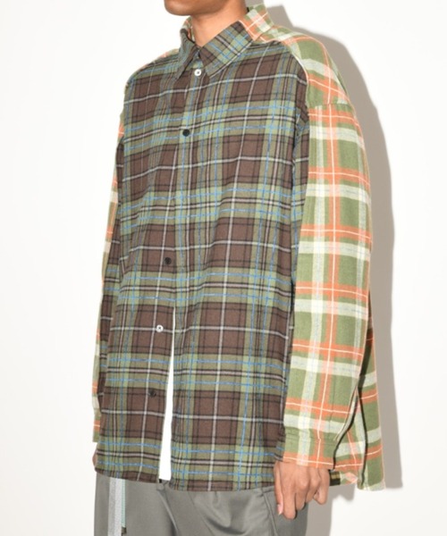 SUPERTHANKS(スーパーサンクス)の「チェック コンビネーション ネルシャツ/Outsider Shirt(ユニセックス)(シャツ/ブラウス・メンズ・ブラウン系その他/グレー系その他/ベージュ系その他・L/M/S)」の13枚目の写真